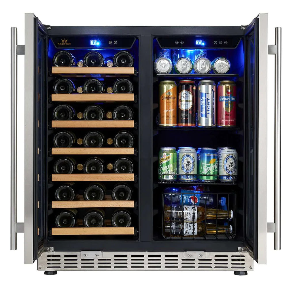 36 Beer and Wine Cooler Combination with Low-E Glass Door