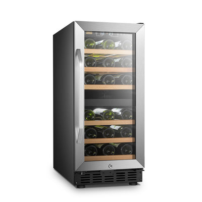Lanbo 28 Bottle Stainless Steel Dual Zone Wine Cooler