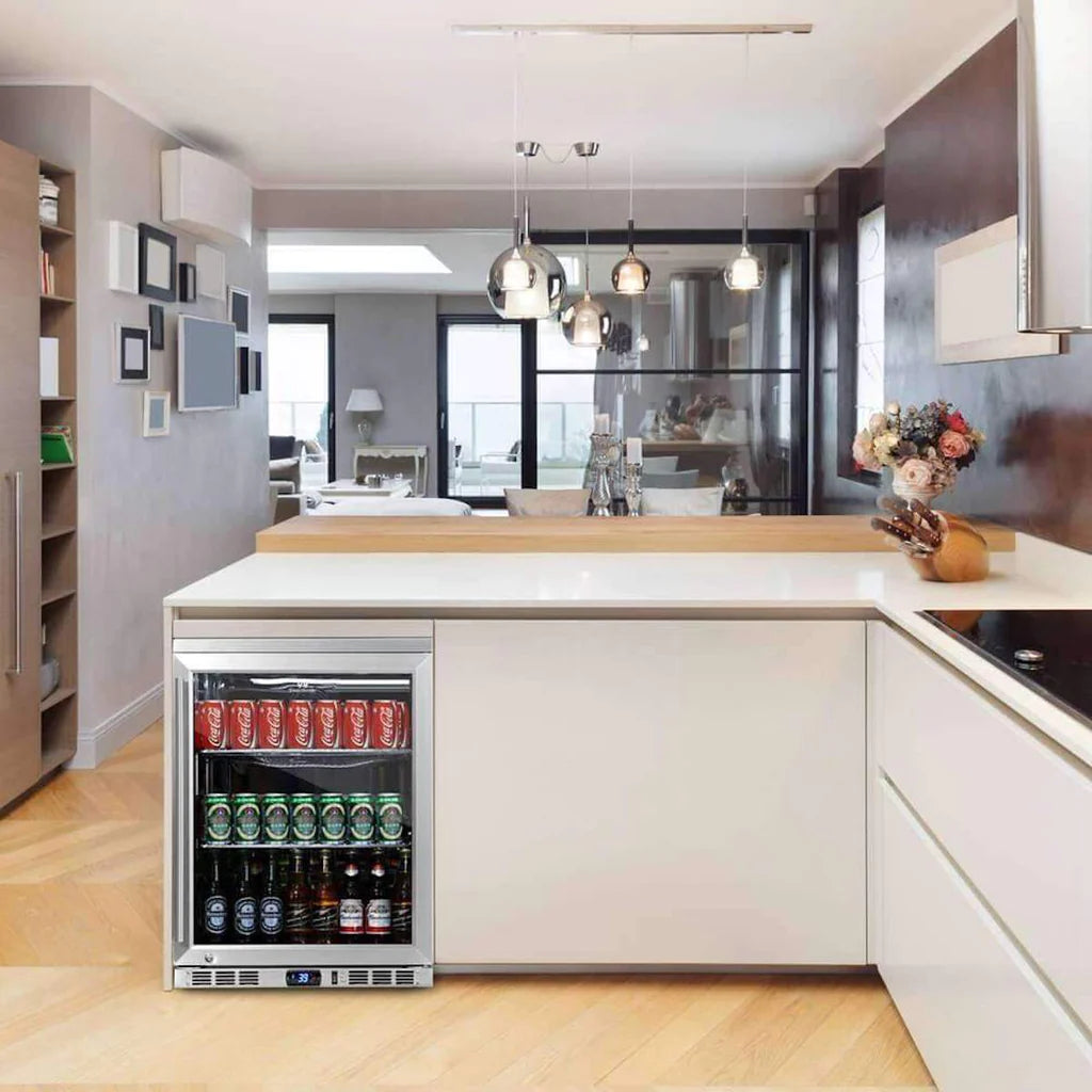 100 Bottle Kitchen Wine Refrigerator Freestanding, Glass Door with Stainless Steel Trim | KingsBottle